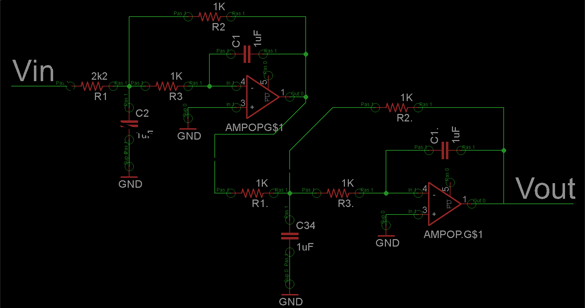 circuito de um filtro passa baixa