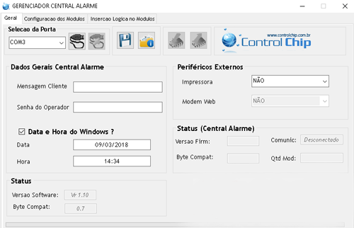 Software da ControlChip para Central de Alarme de incêncio